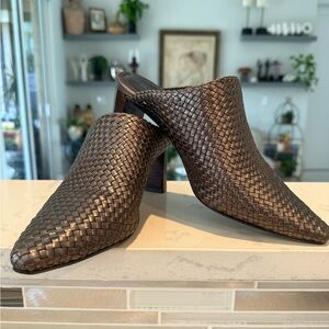 Donald Pliner Women's Ollie Metallic Nappa Slip-On Heeled Mules Pewter